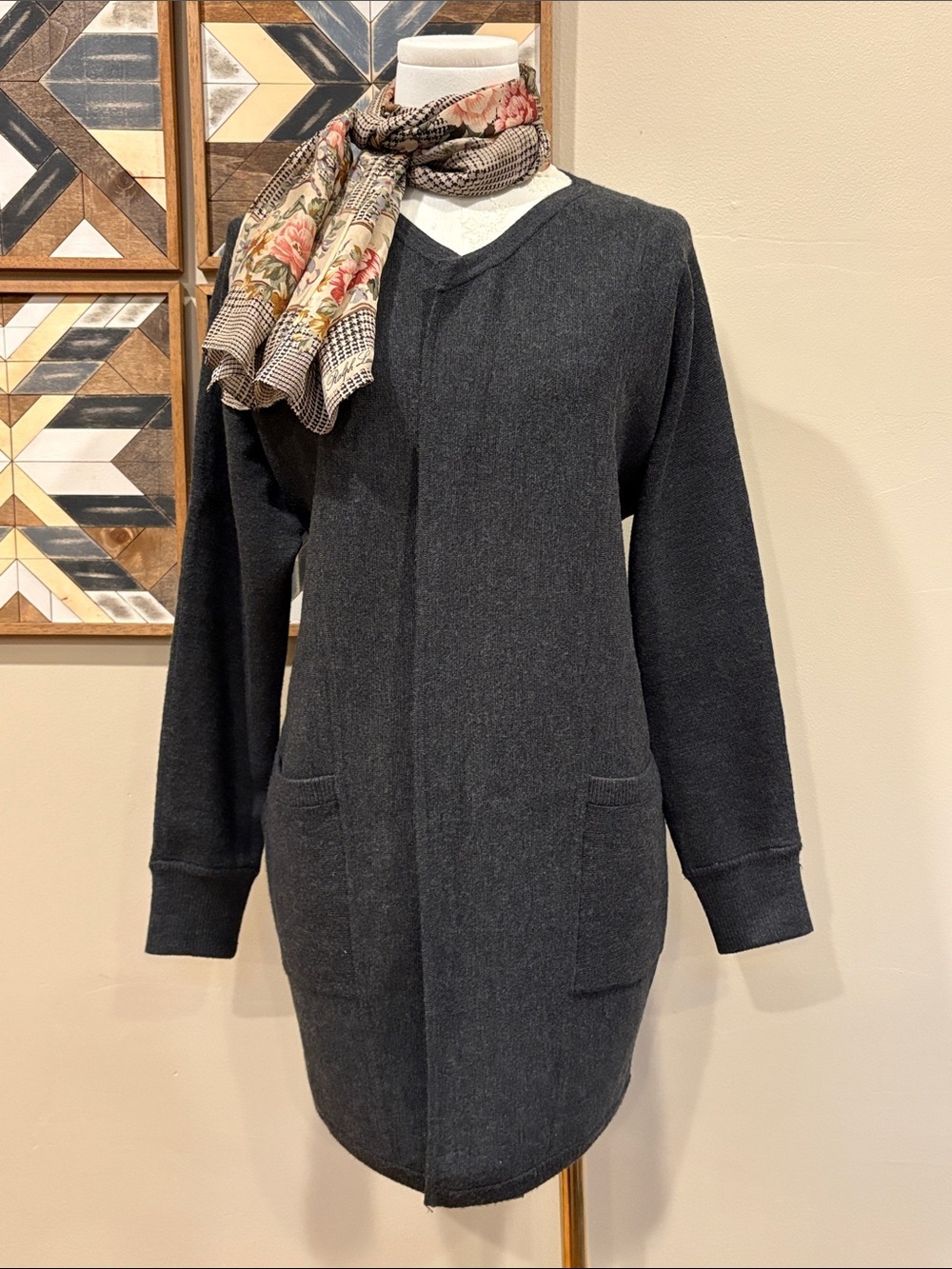 Athleta Merino Wool Blend Chill Chaser Charcoal Grey Cocoon Cardigan Sweater XXS - Picture 3 of 13